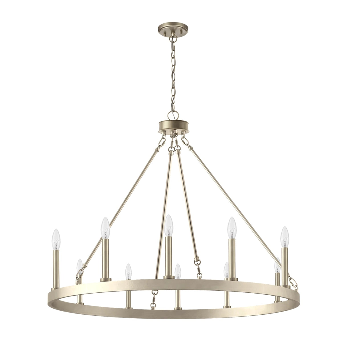 Adriana 19th-C English Wagon Wheel Chandelier, 36″–72″, 10–20 Lights | Farmhouse Metal by Franing