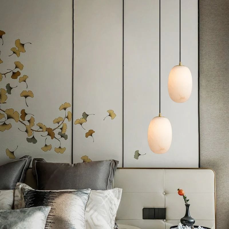 Alabaster Bedside Pendant Light by Franing - SHOP ALL,pendant,Alabaster