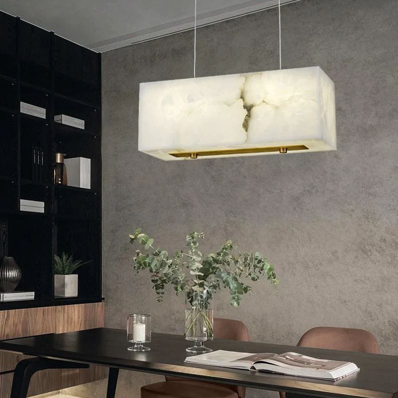 Alabaster Cubic Dining Room Chandelier by Franing - Chandelier .SHOP ALL .Alabaster，Island counter/dining room