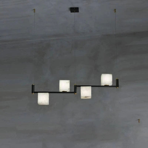 Alabaster Cubic Dining Table Pendant by Franing - Chandelier .SHOP ALL .Alabaster，Island counter/dining room