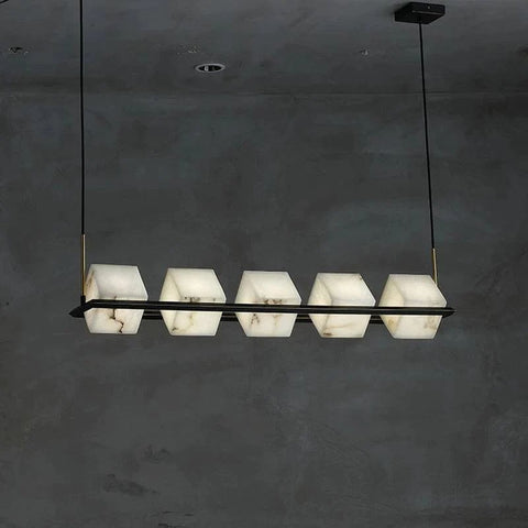 Alabaster Cubic Dining Table Pendant by Franing - Chandelier .SHOP ALL .Alabaster，Island counter/dining room