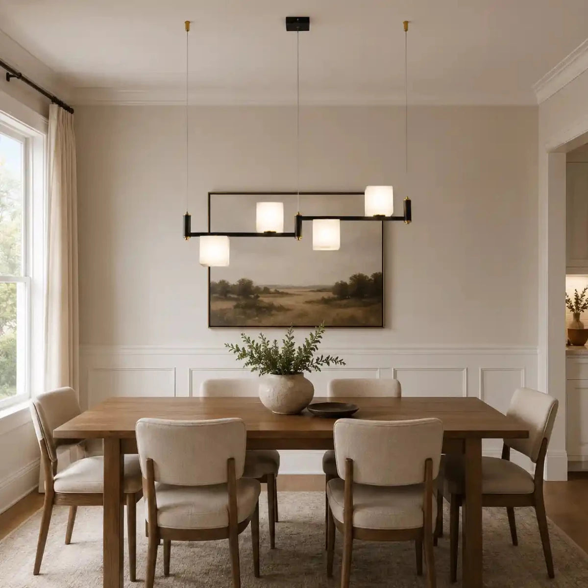 Alabaster Cubic Linear Chandelier for Dining Room & Kitchen Island by Franing - Chandelier .SHOP ALL .Alabaster，Island counter/dining room