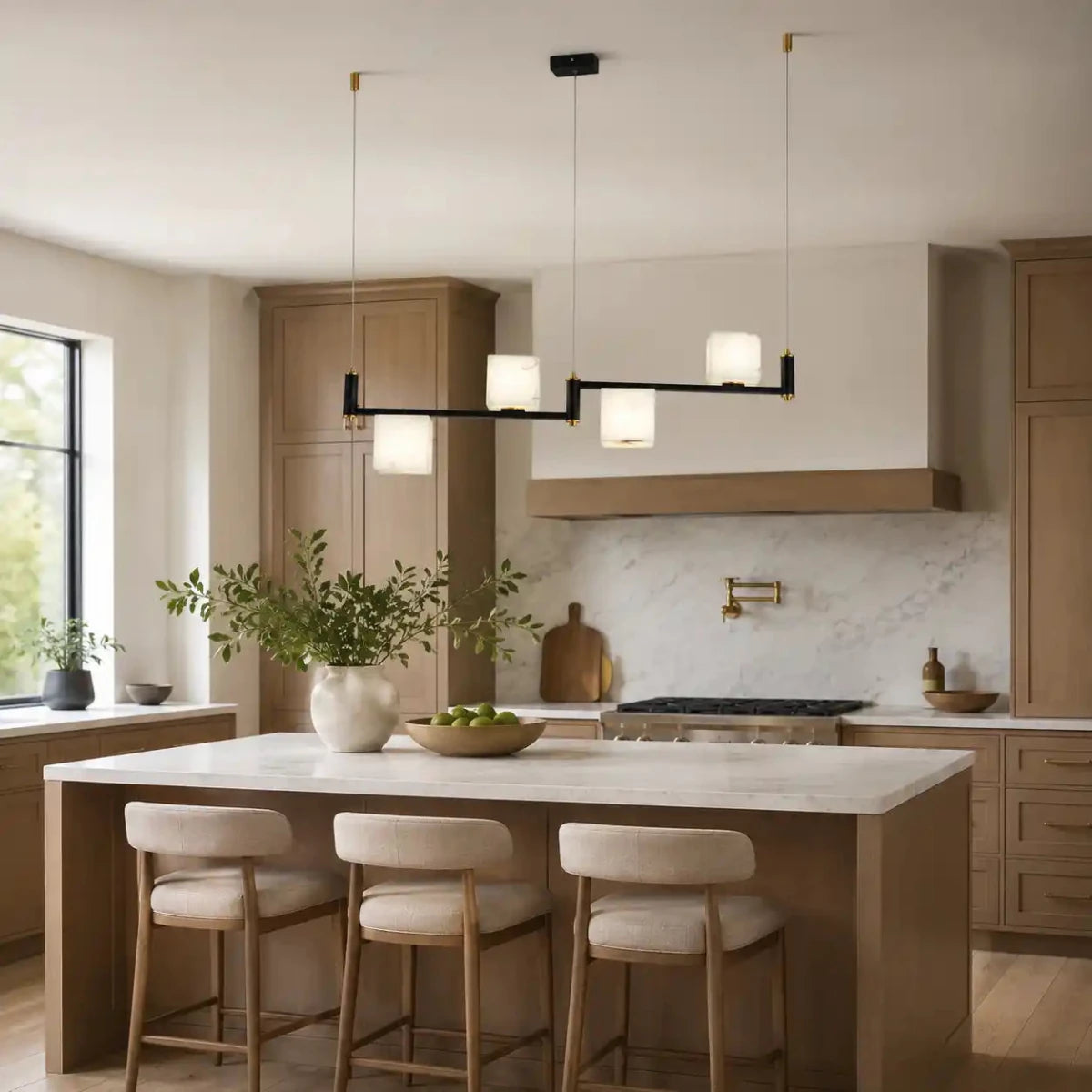 Alabaster Cubic Linear Chandelier for Dining Room & Kitchen Island by Franing - Chandelier .SHOP ALL .Alabaster，Island counter/dining room