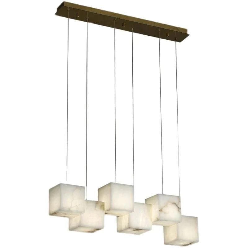 Alabaster Cubic Rectangular Pendant by Franing - Chandelier .SHOP ALL .Alabaster，Island counter/dining room