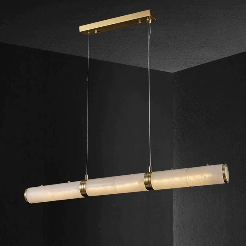Alabaster Cylindrical Chandelier by Franing - Chandelier .SHOP ALL .Alabaster，Island counter/dining room