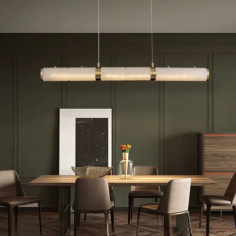 Alabaster Cylindrical Chandelier by Franing - Chandelier .SHOP ALL .Alabaster，Island counter/dining room