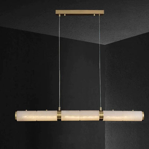 Alabaster Cylindrical Chandelier by Franing - Chandelier .SHOP ALL .Alabaster，Island counter/dining room