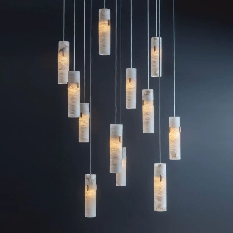 Alabaster Deco 12 - Light Cluster Chandelier by Franing - SHOP ALL,CEILING,Alabaster
