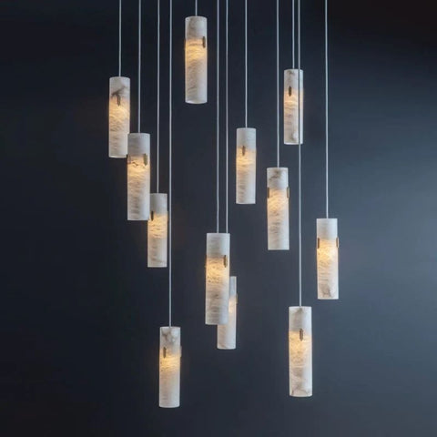 Alabaster Deco 12 - Light Cluster Chandelier by Franing - SHOP ALL,CEILING,Alabaster