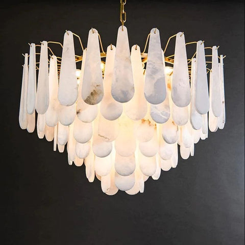 Alabaster Feathery Chandelier by Franing - Chandelier .SHOP ALL .Alabaster