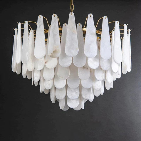Alabaster Feathery Chandelier by Franing - Chandelier .SHOP ALL .Alabaster