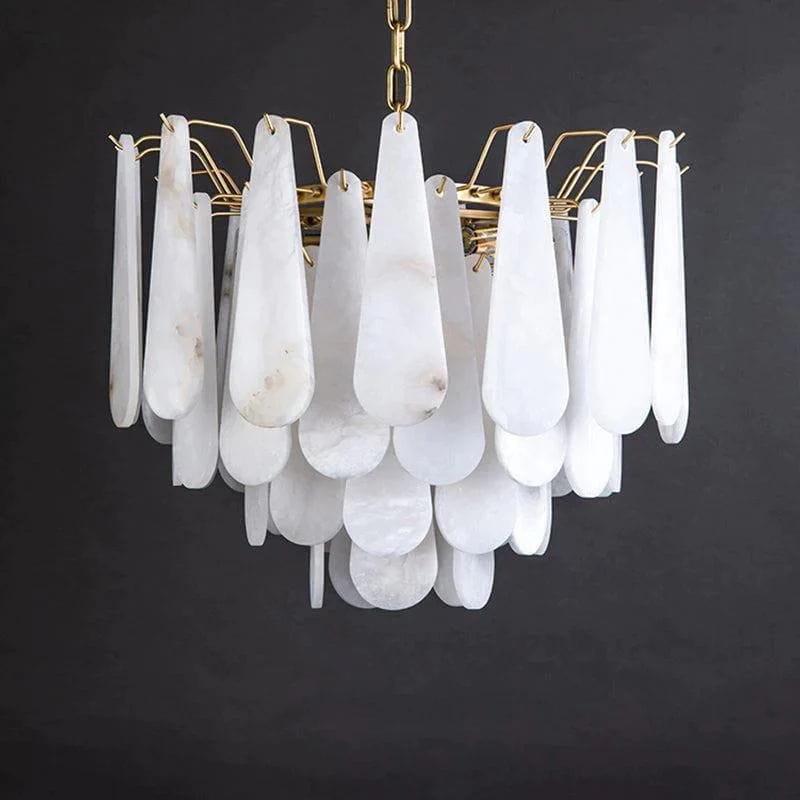 Alabaster Feathery Chandelier by Franing - Chandelier .SHOP ALL .Alabaster