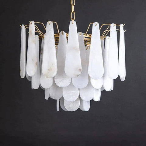 Alabaster Feathery Chandelier by Franing - Chandelier .SHOP ALL .Alabaster