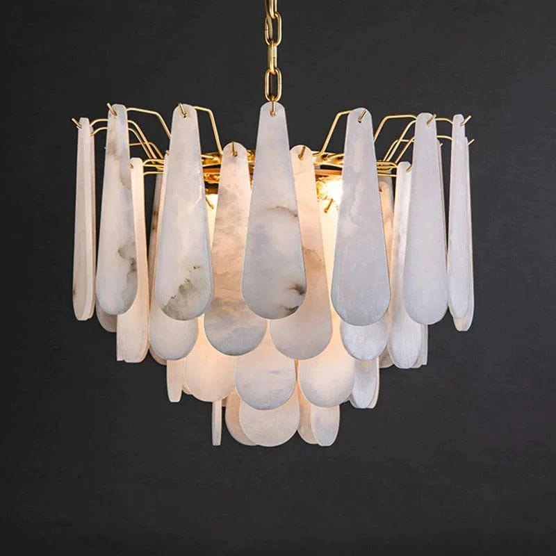 Alabaster Feathery Chandelier by Franing - Chandelier .SHOP ALL .Alabaster
