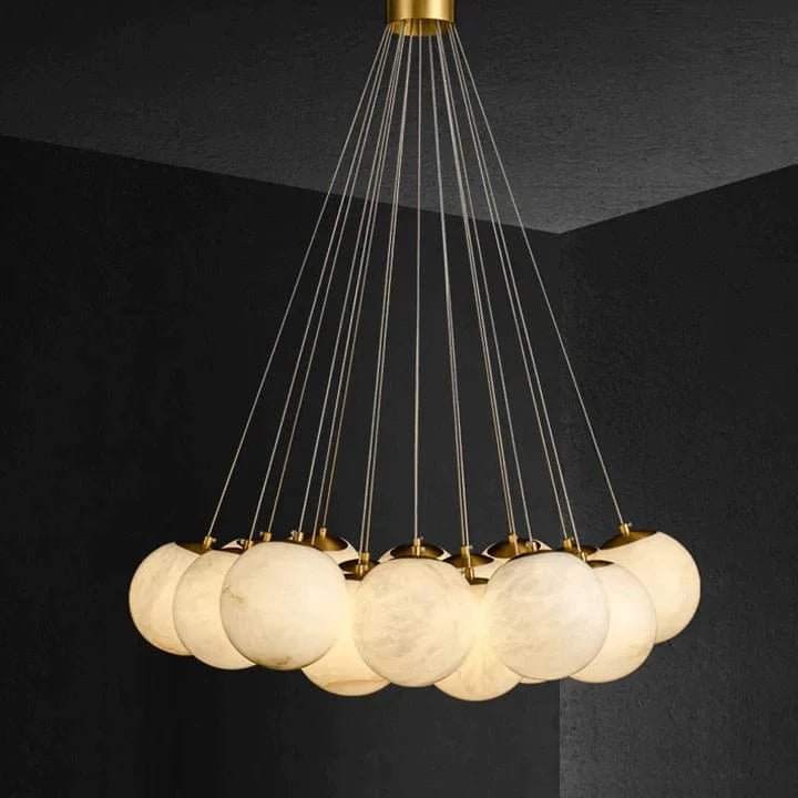 Alabaster Globe Art Pendant Light by Franing - Chandelier .SHOP ALL .Alabaster