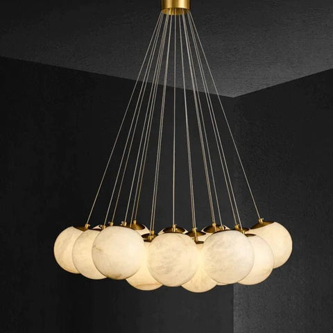 Alabaster Globe Art Pendant Light by Franing - Chandelier .SHOP ALL .Alabaster