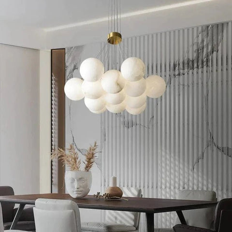 Alabaster Globe Art Pendant Light by Franing - Chandelier .SHOP ALL .Alabaster