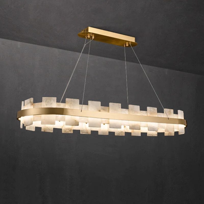 Alabaster Globe Modern Oval Chandelier by Franing - Chandelier .SHOP ALL .Alabaster，Island counter/dining room