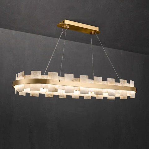 Alabaster Globe Modern Oval Chandelier by Franing - Chandelier .SHOP ALL .Alabaster，Island counter/dining room