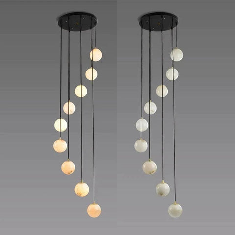 Alabaster Globe Wavy Chandelier by Franing - SHOP ALL,CEILING,Alabaster