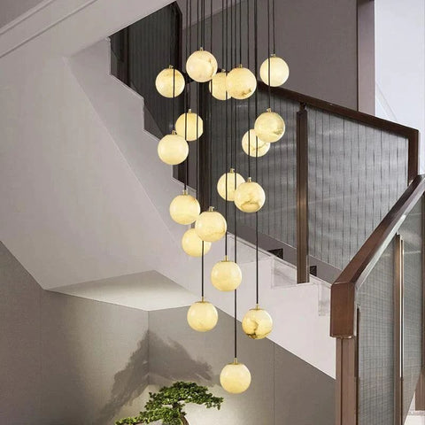 Alabaster Globe Wavy Chandelier by Franing - SHOP ALL,CEILING,Alabaster