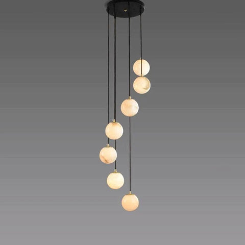 Alabaster Globe Wavy Chandelier by Franing - SHOP ALL,CEILING,Alabaster
