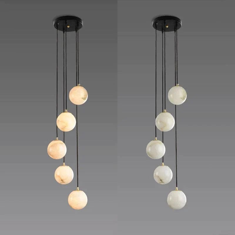 Alabaster Globe Wavy Chandelier by Franing - SHOP ALL,CEILING,Alabaster