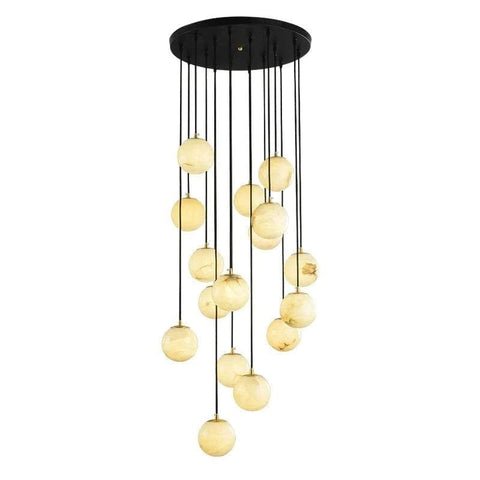 Alabaster Globe Wavy Chandelier by Franing - SHOP ALL,CEILING,Alabaster