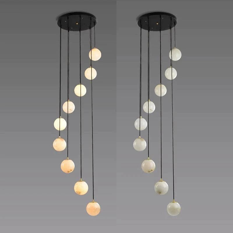 Alabaster Globe Wavy Chandelier by Franing - SHOP ALL,CEILING,Alabaster
