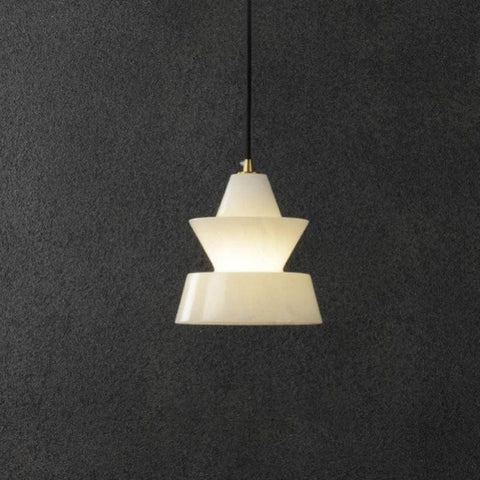 Alabaster Hat Pendant Light Over Nightstand by Franing - SHOP ALL,pendant,Alabaster