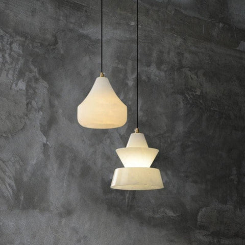 Alabaster Hat Pendant Light Over Nightstand by Franing - SHOP ALL,pendant,Alabaster