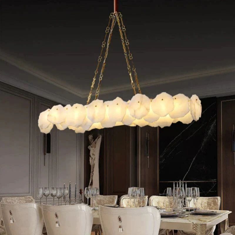 Alabaster Linear Chandelier (Chain) by Franing - Chandelier .SHOP ALL .Alabaster，Island counter/dining room