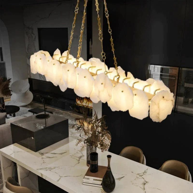 Alabaster Linear Chandelier (Chain) by Franing - Chandelier .SHOP ALL .Alabaster，Island counter/dining room
