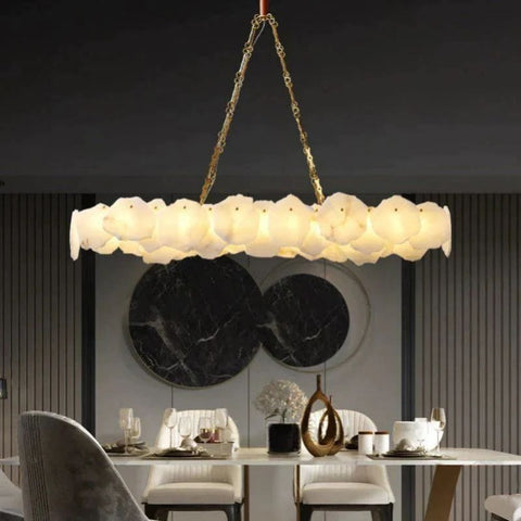 Alabaster Linear Chandelier (Chain) by Franing - Chandelier .SHOP ALL .Alabaster，Island counter/dining room