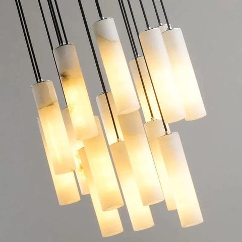 Alabaster Modern Cylindrical Round Chandelier by Franing - SHOP ALL,CEILING,Alabaster