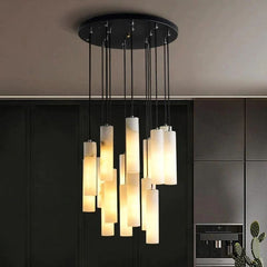 Alabaster Modern Cylindrical Round Chandelier by Franing - SHOP ALL,CEILING,Alabaster