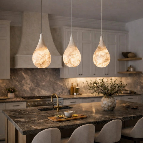 Alabaster Raindrop Pendant Lighting, Dining Table Pendant by Franing - SHOP ALL,pendant,Alabaster