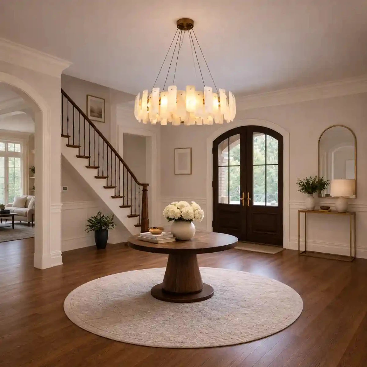 Alabaster Round Chandelier – Modern Statement Light for Living Room & Dining Room by Franing - Chandelier .SHOP ALL .Alabaster