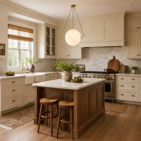 Alabaster Sphere Suspension Lamp, Pendant Kitchen Island Lamp by Franing - SHOP ALL,pendant,Alabaster