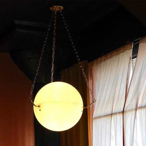 Alabaster Sphere Suspension Lamp, Pendant Kitchen Island Lamp by Franing - SHOP ALL,pendant,Alabaster