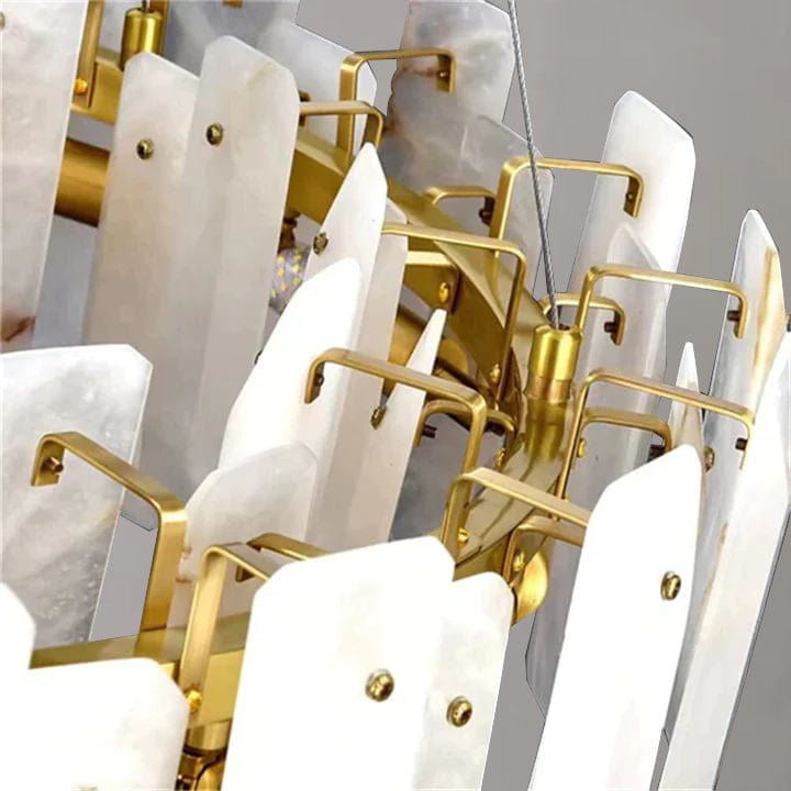 Alabaster Square Sheet Round Chandelier by Franing - Chandelier .SHOP ALL .Alabaster