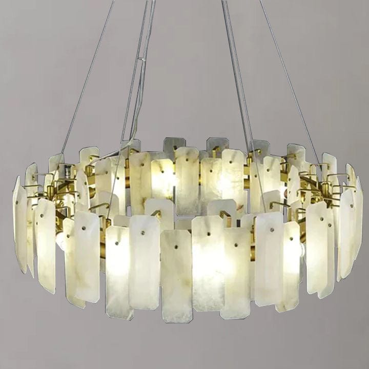 Alabaster Square Sheet Round Chandelier by Franing - Chandelier .SHOP ALL .Alabaster