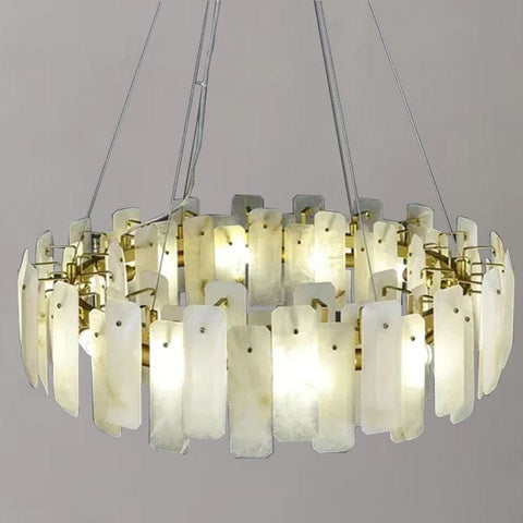 Alabaster Square Sheet Round Chandelier by Franing - Chandelier .SHOP ALL .Alabaster