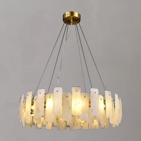 Alabaster Square Sheet Round Chandelier by Franing - Chandelier .SHOP ALL .Alabaster
