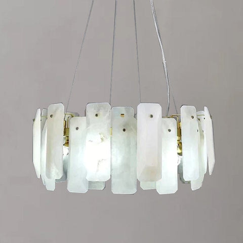 Alabaster Square Sheet Round Chandelier by Franing - Chandelier .SHOP ALL .Alabaster