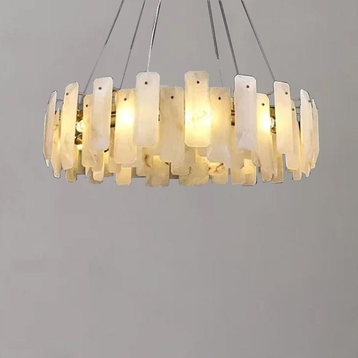 Alabaster Square Sheet Round Chandelier by Franing - Chandelier .SHOP ALL .Alabaster