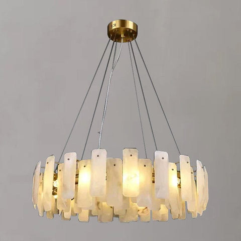 Alabaster Square Sheet Round Chandelier by Franing - Chandelier .SHOP ALL .Alabaster