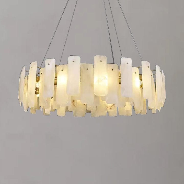 Alabaster Square Sheet Round Chandelier by Franing - Chandelier .SHOP ALL .Alabaster
