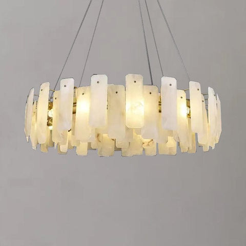 Alabaster Square Sheet Round Chandelier by Franing - Chandelier .SHOP ALL .Alabaster