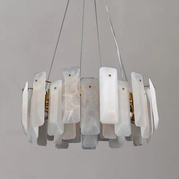 Alabaster Square Sheet Round Chandelier by Franing - Chandelier .SHOP ALL .Alabaster